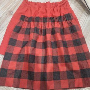 J. CREW Paper. Bag skirts 6 pockets wool fall holiday plaid red